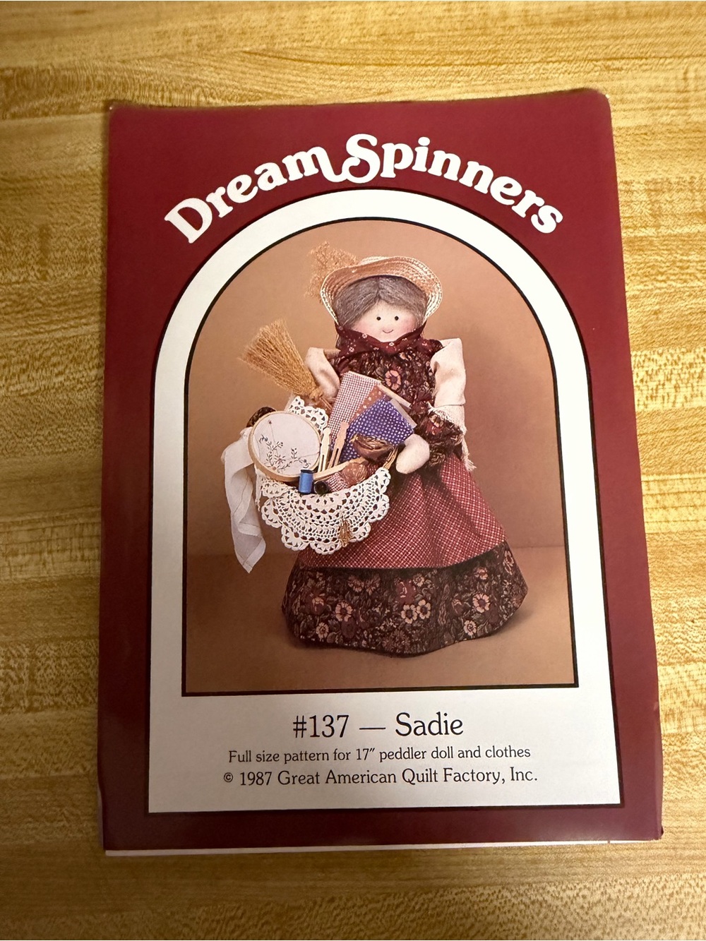 1987 Dream Spinners #137 Sadie Doll Pattern - Burgundy Cover doll sewing
